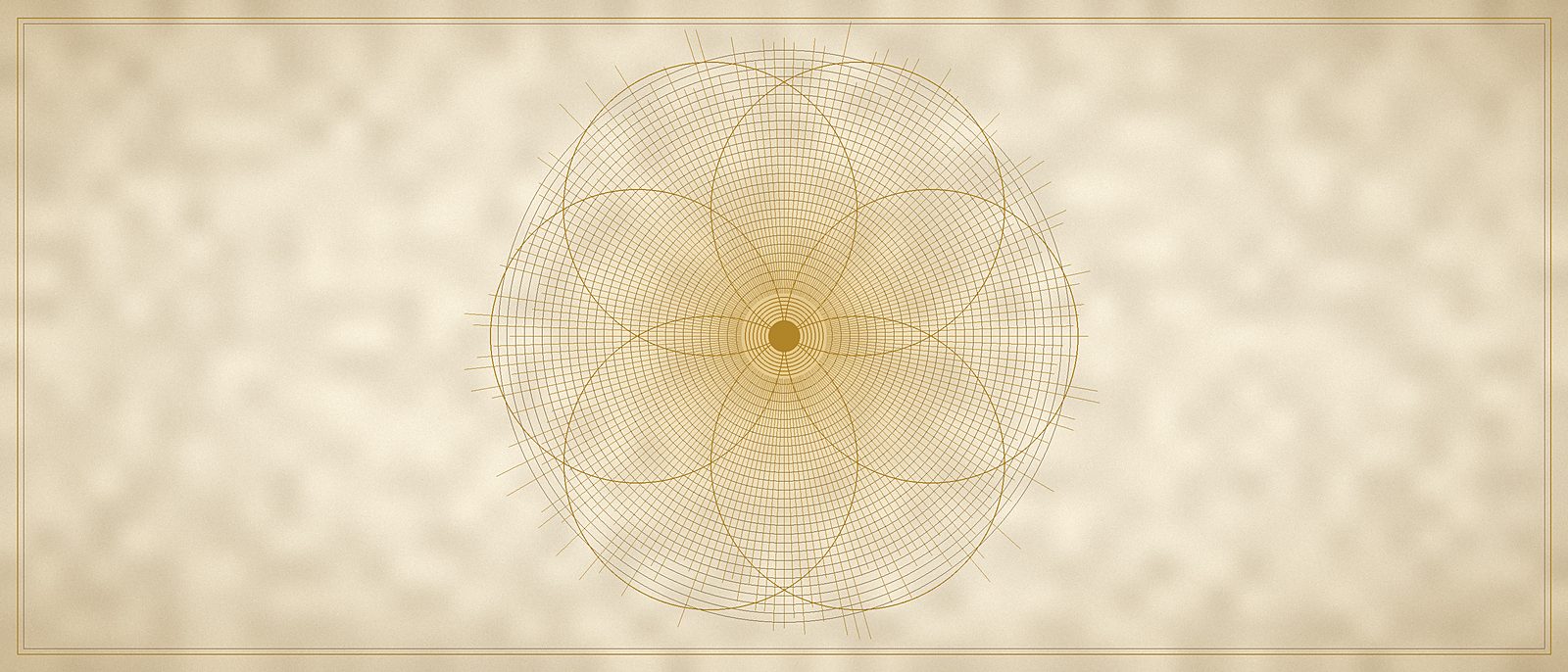 A radiant golden sphere of the one mind with radiating geometric lines
